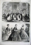 Old Antique Print 1862 Paris Fashion Choral Festival Peterborough Choirs 19th