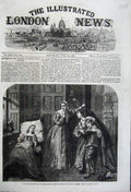 Original Old Antique Print 1862 Fugitive Royalists Solomon Sleeping Lady Family