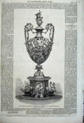 Old Antique Print 1862 International Exhibition Vase Queen Hunt Roskell 19th