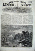 Old Antique Print 1862 Richmond Castle Yorkshire Ruins River Bridge Moon 19th