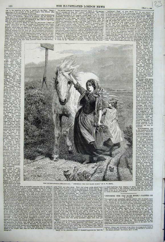 Old Antique Print 1862 Woman Child Fetching Mare Home Horse Country Keyl 19th