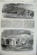 Original Old Antique Print 1862 Bridge Collapse Ouse Norfolk Prince Wales Egypt