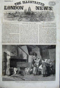 Original Old Antique Print 1862 Convalescent Sick Children Fire-Side Dog French