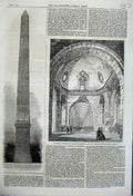 Original Old Antique Print 1862 Luxor Obelisk Concorde Paris Chantilly Stables