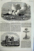 Original Old Antique Print Protestant Sunday School Waterford 1862 Merrimac War