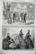 Old Antique Print 1862 Paris Fashion Dress French Men Exhibition Building 19th