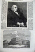 Original Old Antique Print 1862 Town County Bank Aberdeen Professor Barlow Man