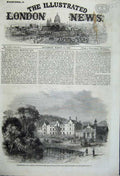 Old Antique Print 1862 Sandringham Hall Norfolk Hunting Prince Wales Lake 19th