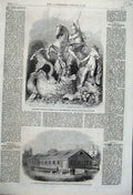 Old Antique Print 1862 Drill Shed Burlington Gardens Fountain Witley Earl 19th