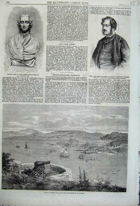 Old Antique Print 1862 Point Levi Battlements Quebec Baddeley John Locke 19th
