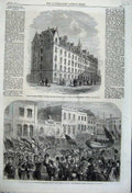 Original Old Antique Print Lodging Houses Bethnal Green 1862 Plymouth Life Boat
