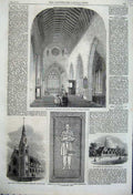 Original Old Antique Print 1862 Mary Collegiate Ireland Catholic Church School
