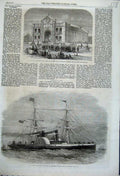 Original Old Antique Print 1862 Shed Blackheath Rifles Hong Kong Steamer Nurgis