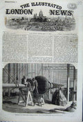 Original Old Antique Print 1862 Finial Eastern Dome Exhibition Building Workmen