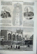 Rare Old Orginal Antique Print Shakespeare Garden Guild Chapel 1862 Cleopatr