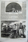 Old Antique Print 1862 Canada Dinner Food Troop Ship Woolwich Drill Shed 19th