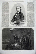 Original Old Antique Print 1862 Yancey War America Federal Camp Potomac Flame