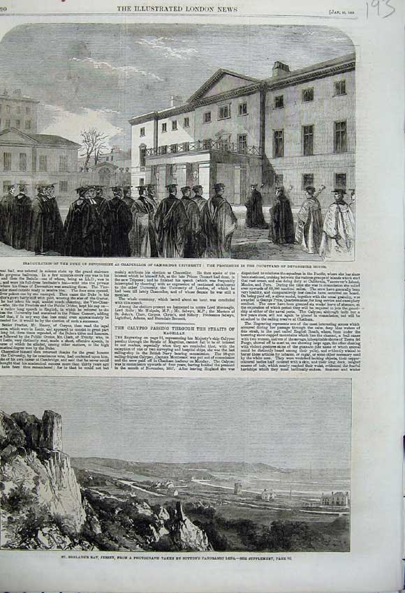 Original Old Antique Print Brelade'S Bay Jersey 1862 Duke Devonshire Cambridge