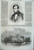 Antique Old Print *0155 1862 Duke Devonshire Queen Elizabeth Grammar School