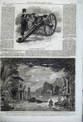Old Antique Print 1862 Clay Breech-Loading Gun Crystal Palace Pantomime 19th