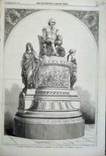 Original Old Antique Print 1862 Plaster Monument Shakespeare Modelled Thomas
