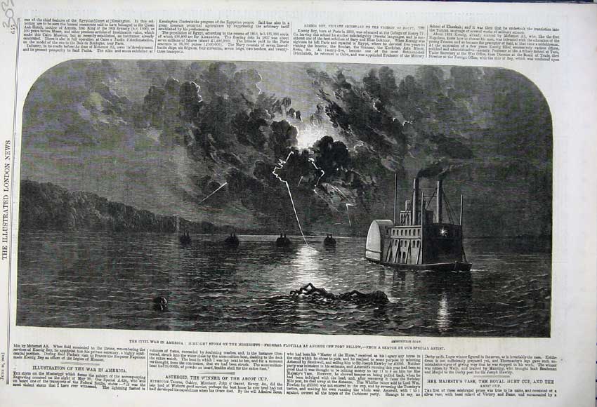 Old Antique Print 1862 War America Storm Mississippi Flotilla Fort Pillow 19th