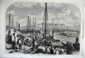 Old Antique Print 1862 Flood Fens Making Cofferdam River Boats Machinery 19th