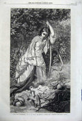 Old Antique Print 1862 Country Woman Haymaker Baby Morby Cornhill Hicks 19th