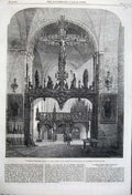 Original Old Antique Print Interior Dom Lubeck Samuel Head Water Colours 1862
