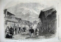Original Old Antique Print 1862 Hama Metze Japan People Street Scene Buildings