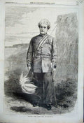 Original Old Antique Print 1862 Portrait General Lord Clyde Army War Victorian
