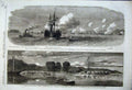 Original Old Antique Print 1862 War America General Burnside Fort Bartow Ship