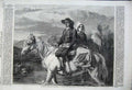 Original Old Antique Print 1862 Brittany Peasants Fording Stream Horse Country