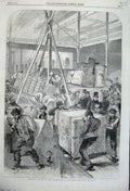Old Antique Print 1862 Receiving Goods International Exhibition Building 19th