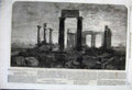 Original Old Antique Print 1862 Temple Minerva Aegina Greece Harry Johnson 19th