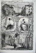 Old Antique Print French Treaty 1862 Lyons Silks Building Machinery Women 19th