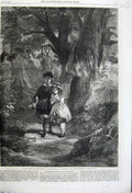 Original Old Antique Print 1862 Children Wood Trees Frederick Goodall Flatou