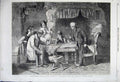 Original Old Antique Print 1862 Grandfathers Portrait Family House Table Knight