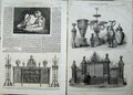 Antique Old Print 1862 Norwich Gates Bohemian Glass Cabinet Statue Figure 19th
