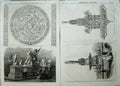 Original Old Antique Print 1862 Silver Shield Iron Figure Fountain Chandelier