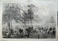 Original Old Antique Print 1862 Rotten Row Horses Hunting Sport Family Country
