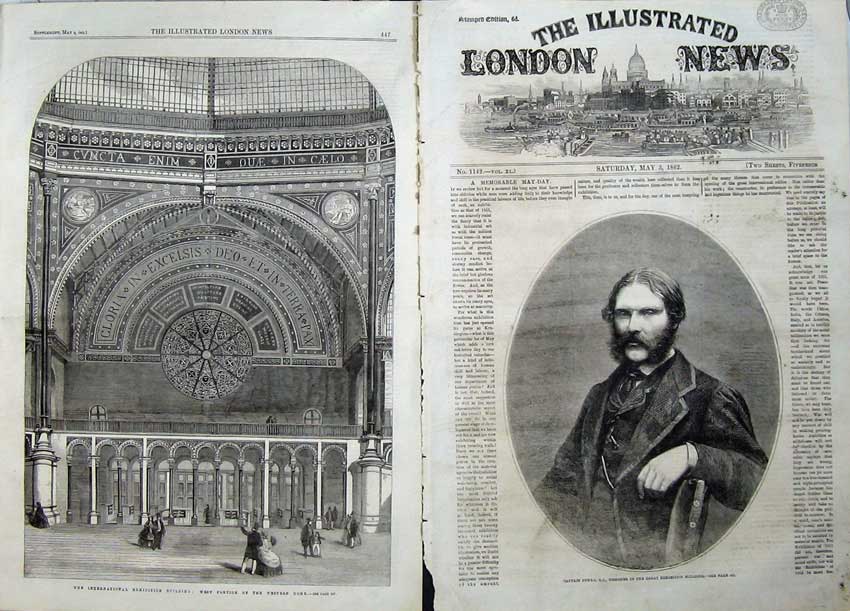 Old Antique Print Captain Fowke 1862 International Exhibition Building 19th
