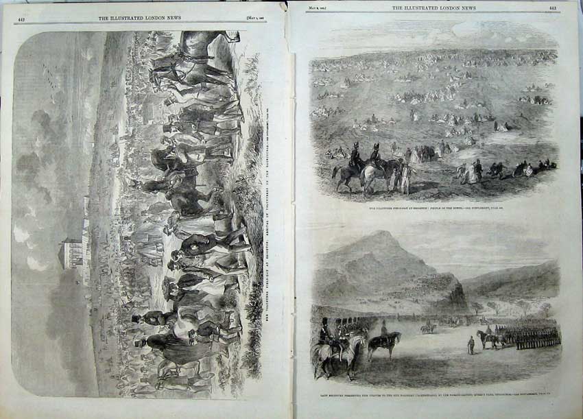 Antique Old Print 1862 Belhaven Edinburgh Brighton Racecourse Horse Sport 19th