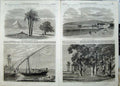 Old Antique Print 1862 Prince Wales Egypt Suez Djizeh Nile Boat Pyramid 19th