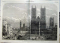 Old Antique Print Westminster Abey 1862 Parliament Clock-Tower Hospital 19th