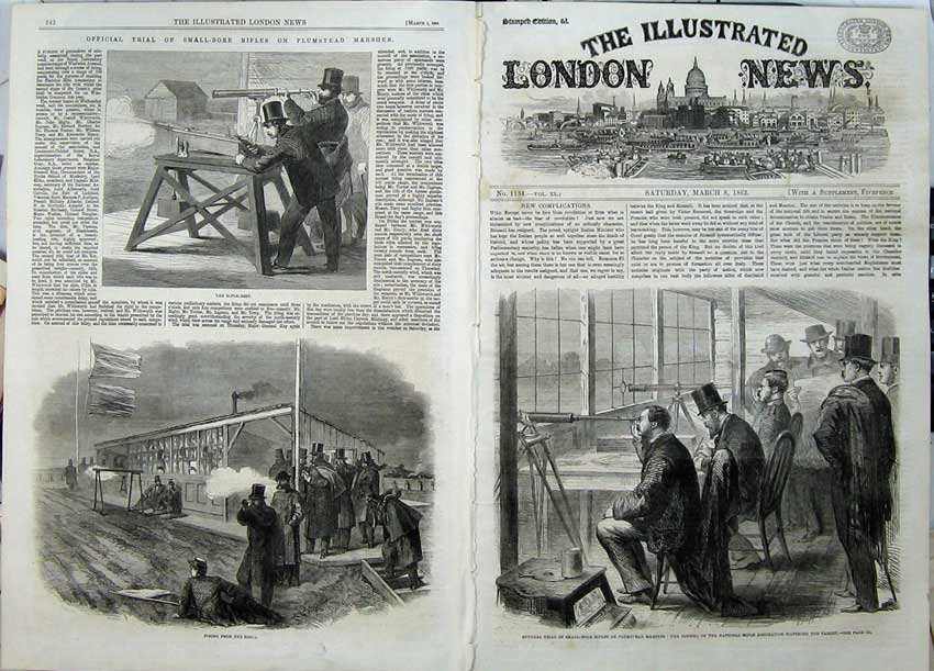 Old Antique Print 1862 Rifle Association Plumstead Marshes Council Men 19th