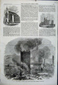 Old Antique Print Explosion Edmunds Collery Barnsley 1862 Church Surrey 19th