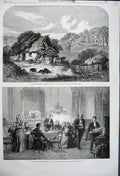 Old Antique Print 1862 Will Teague House Ruins Donkey John Crass Dinner 19th