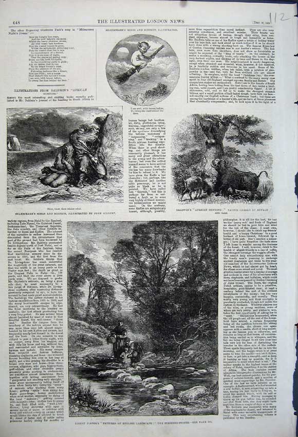 Original Old Antique Print 1862 Briket Foster'S Stepping Stones Baldwin Hunting