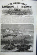 Old Antique Print 1862 Cotton India Sailing Ship Fleet Ganges Mirzapore 19th